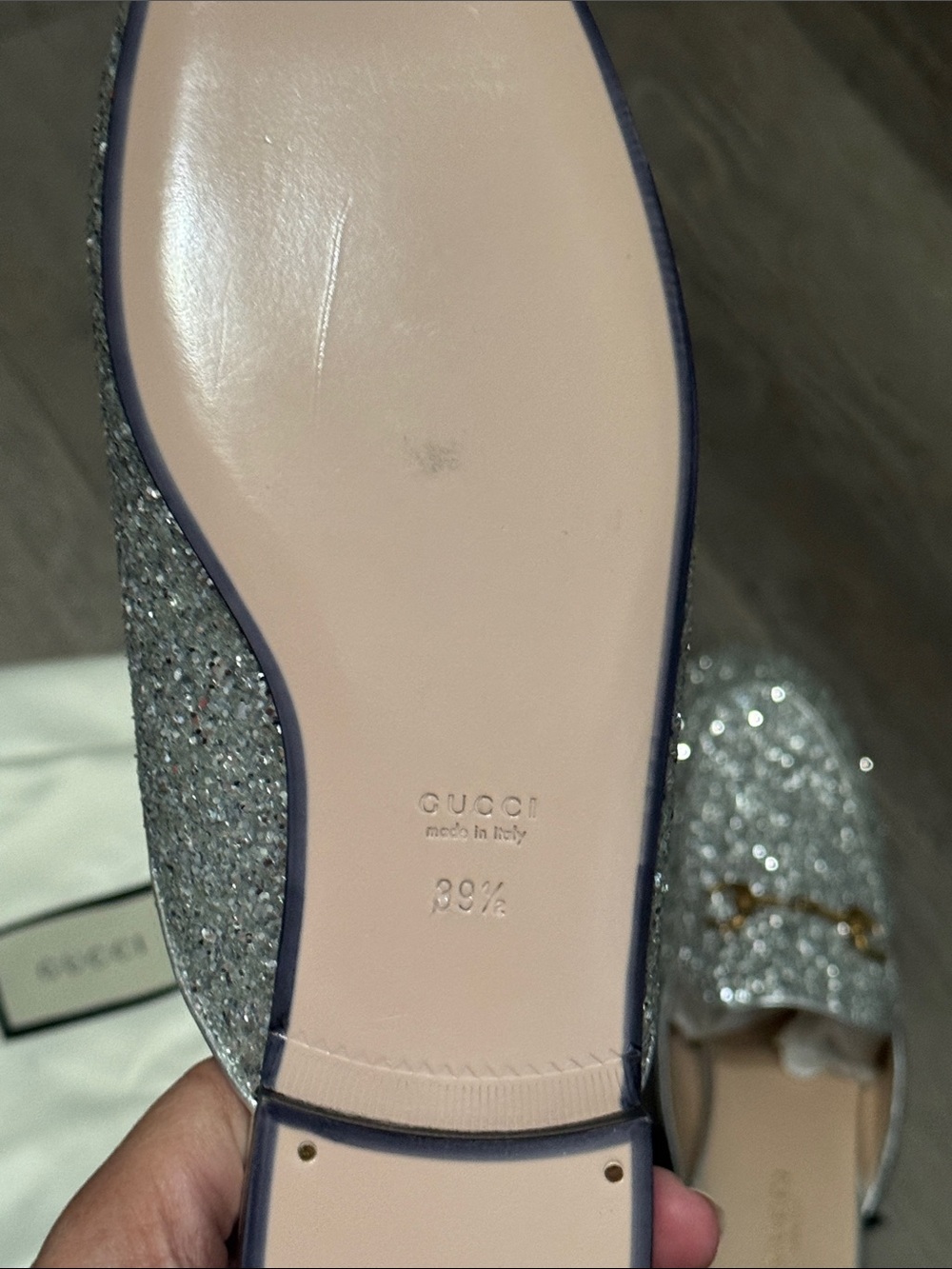 Gucci Silver Glitter Horsebit Mules - Picture 7 of 7
